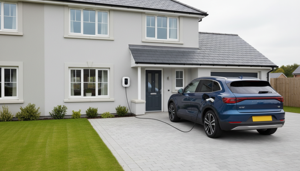 Home charger on a private driveway