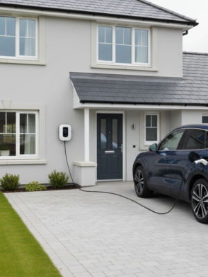 Home charger on a private driveway