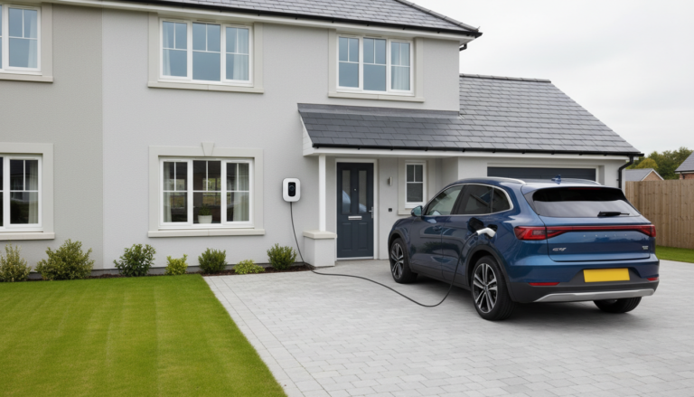 Home charger on a private driveway